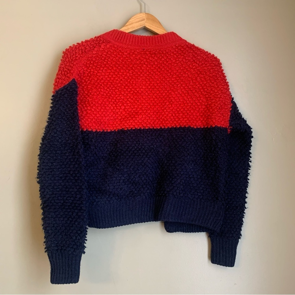 Gap Chunky Knit Red Navy Colorblock Cardigan Sweater Sz xs Popcorn Retro - Picture 6 of 7
